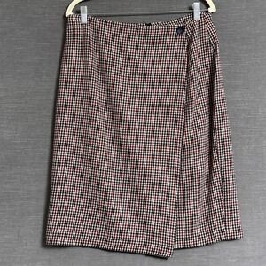 Vtg Leslie Fay Skirt 16 Multi Houndstooth Plaid Classic Career‎ Fall Wrap